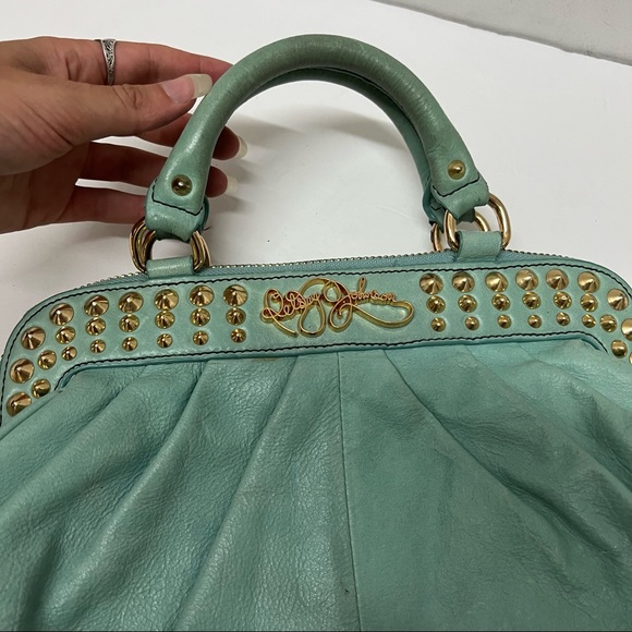 Betsey Johnson Turquoise Leather Handbag with Studs - Picture 2 of 10